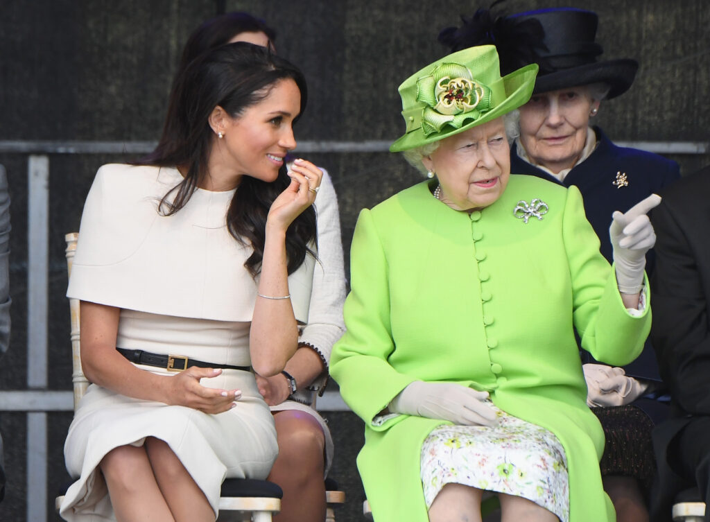Meghan Markle and Queen Elizabeth II during royal engagement