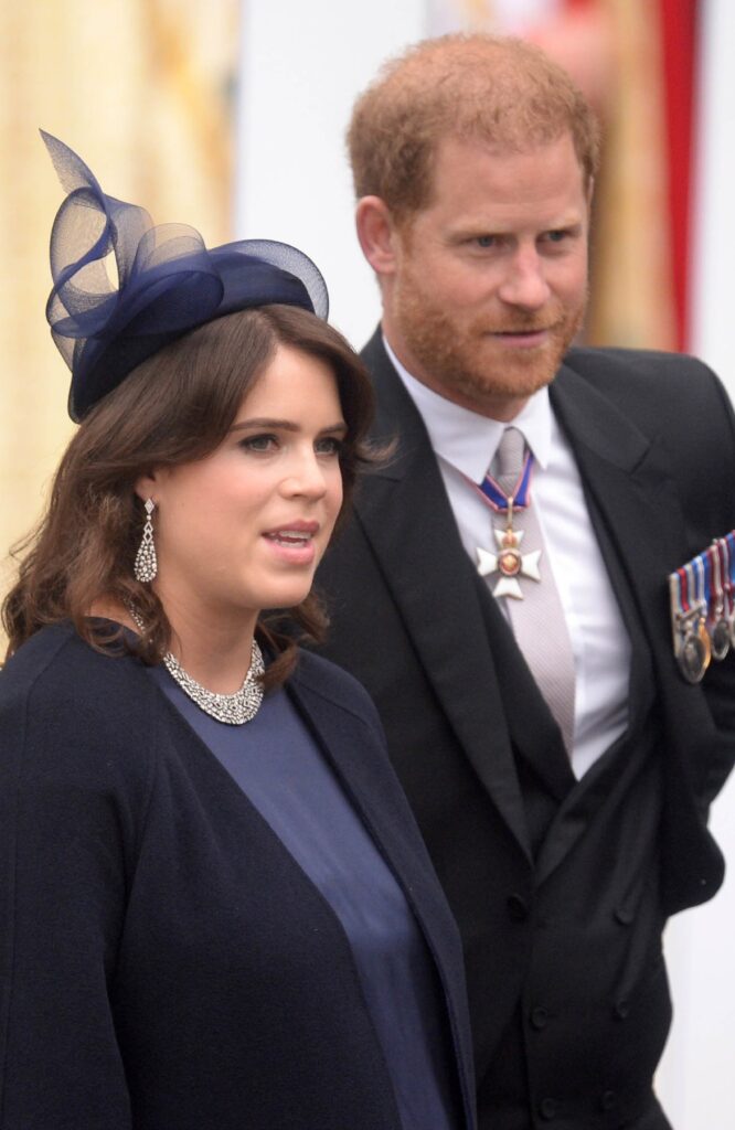 Princess Eugenie and Prince Harry during King Charles' coronation