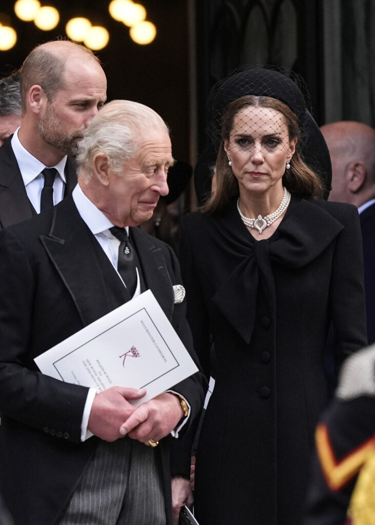 King Charles and Princess Kate at the funeral of the Duchess of Kent 
