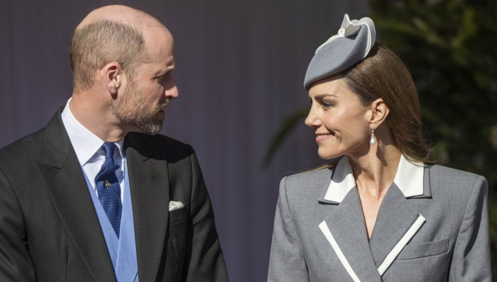 Prince William and Kate Middleton looking at each other during state visit