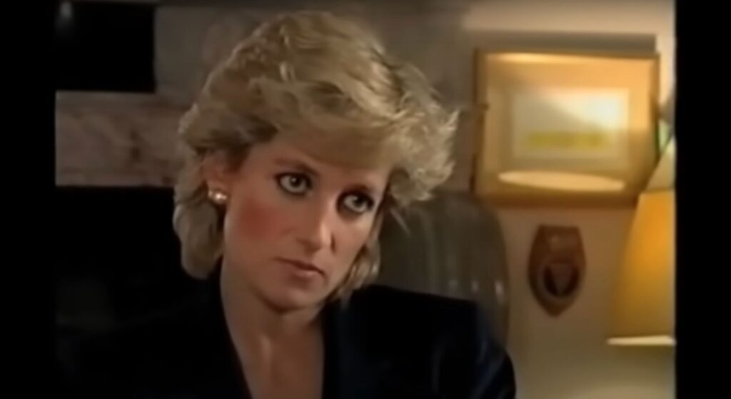 Princess Diana looking sad during her Panorama interview