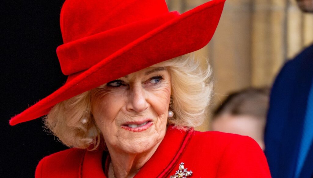 Queen Camilla in red
