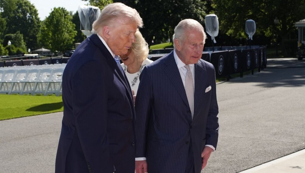 Donald Trump talking with King Charles on state visit