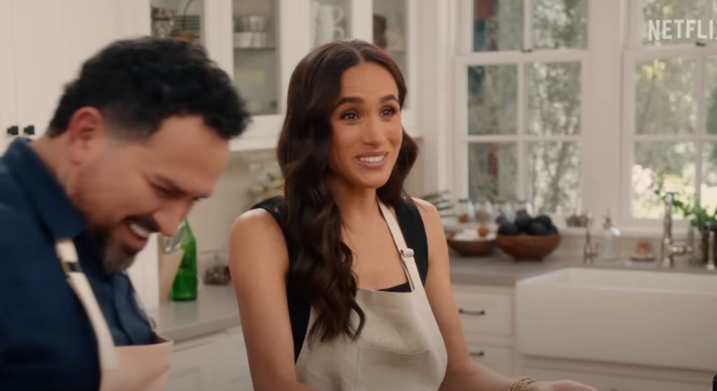Meghan Markle smiling in Netflix cooking show