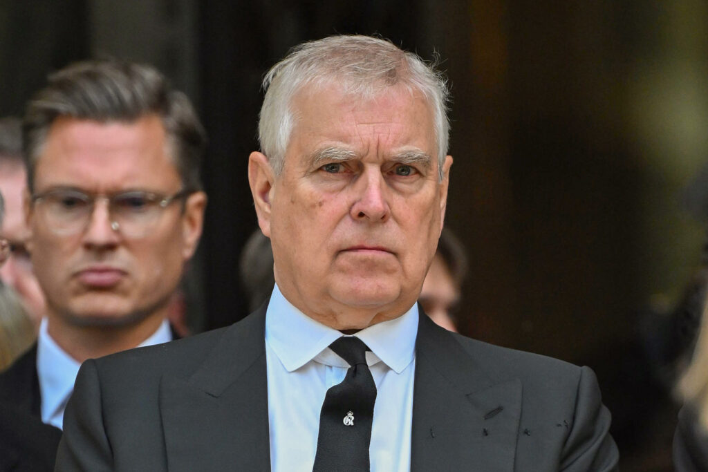 Prince Andrew frowning