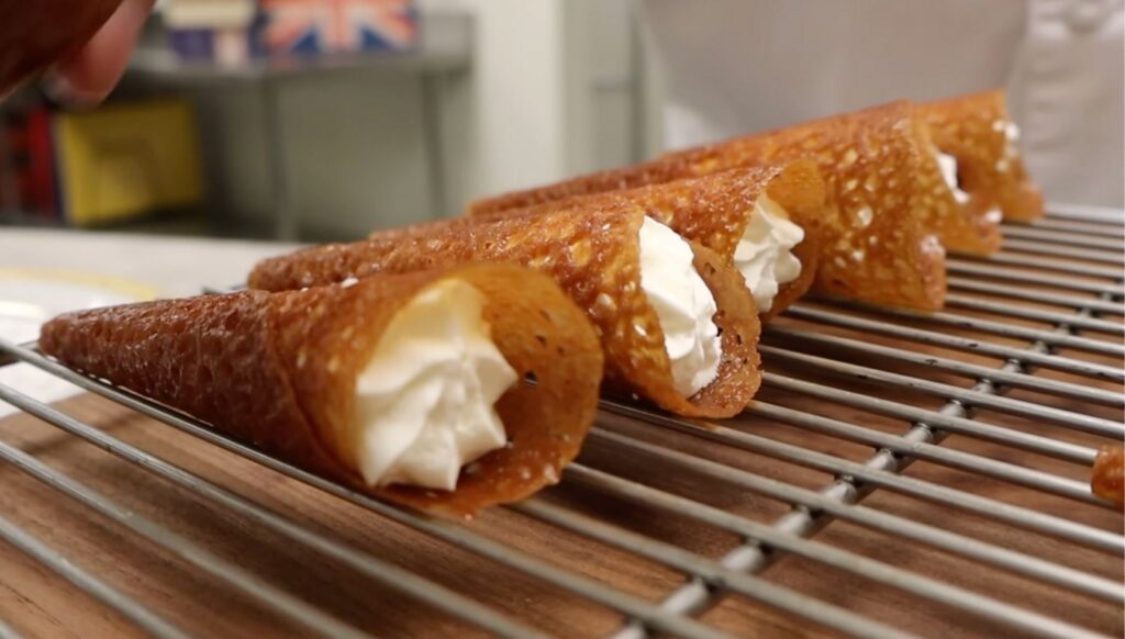 Darren McGrady's brandy snaps laid on a tray