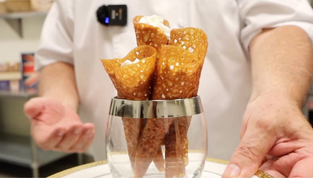 Darren McGrady's brandy snaps stood in a glass