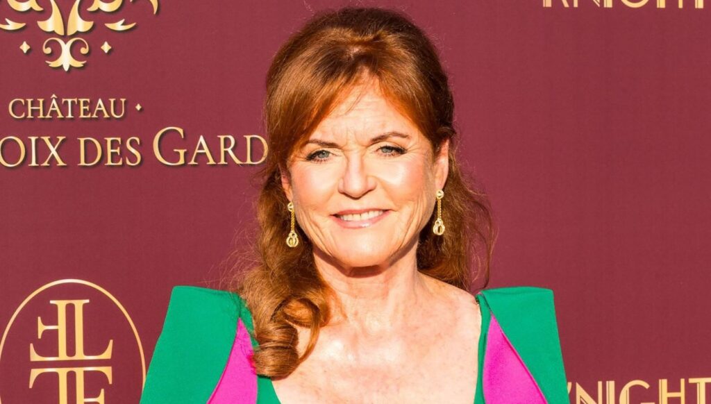 Sarah Ferguson on the red carpet, smiling