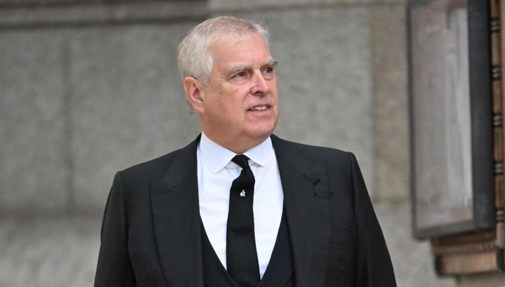 Prince Andrew looking serious