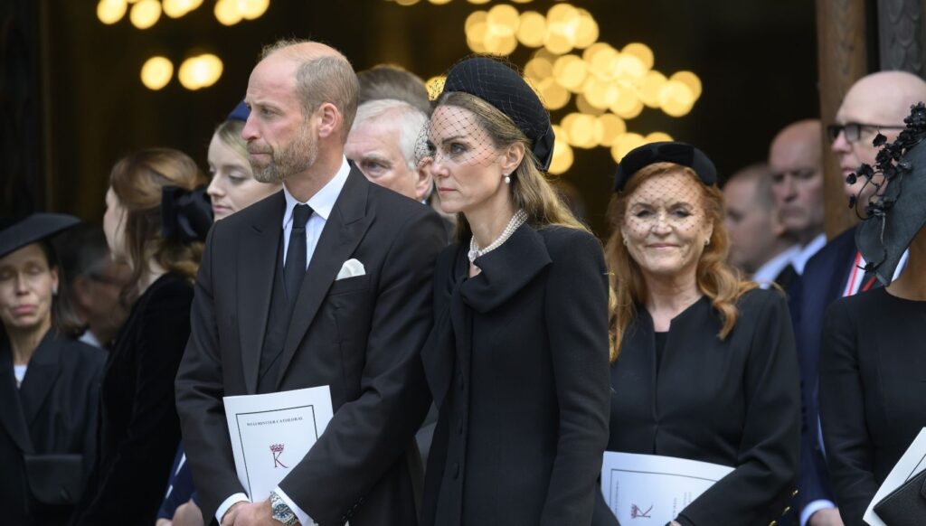 Prince William, Kate Middleton, Sarah Ferguson at Duchess of Kent's funeral