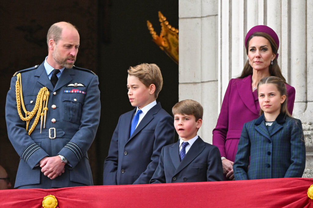 Prince William, Prince George, Prince Louis, Princess Kate and Princess Charlotte on the balcony at Buckingham Palace
