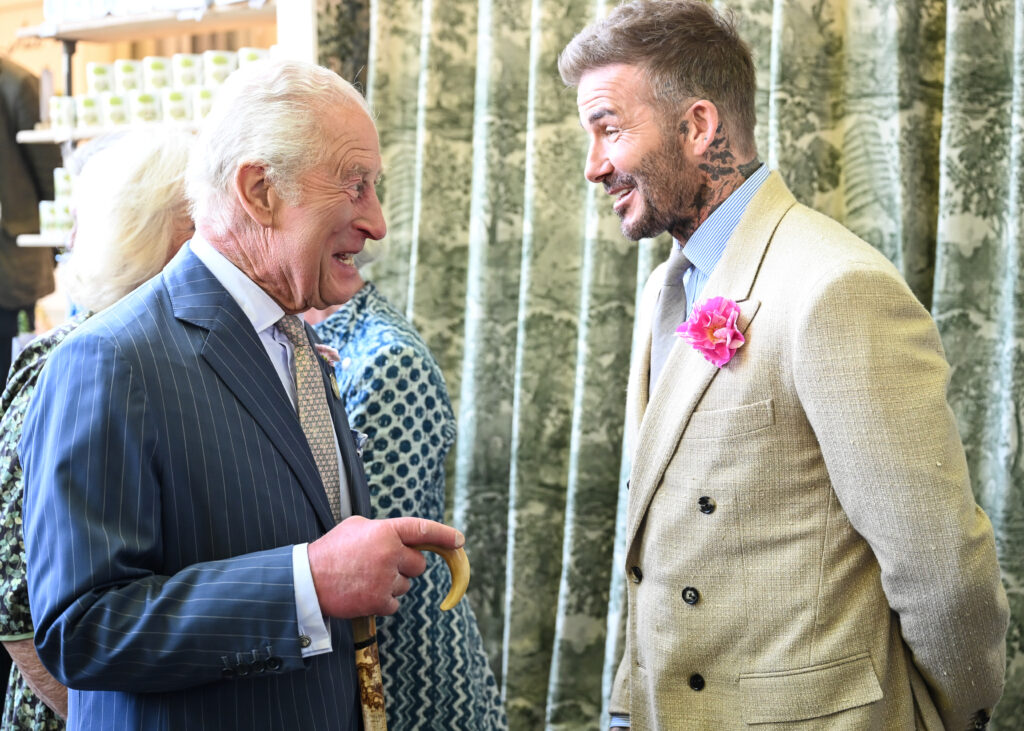 David Beckham and King Charles talking 