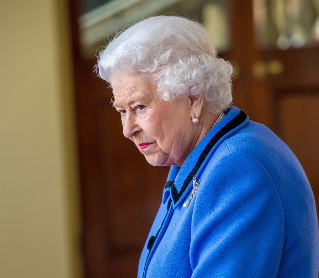 Queen Elizabeth looking upset