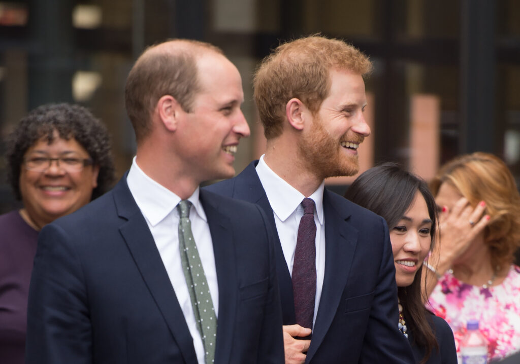 Hoàng tử William và Harry mỉm cười trong lễ đính hôn hoàng gia