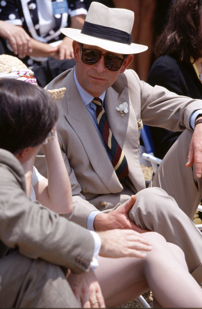 Charles wearing shades and a sun hat whilst on the British Royal Tour of Australia in 1994