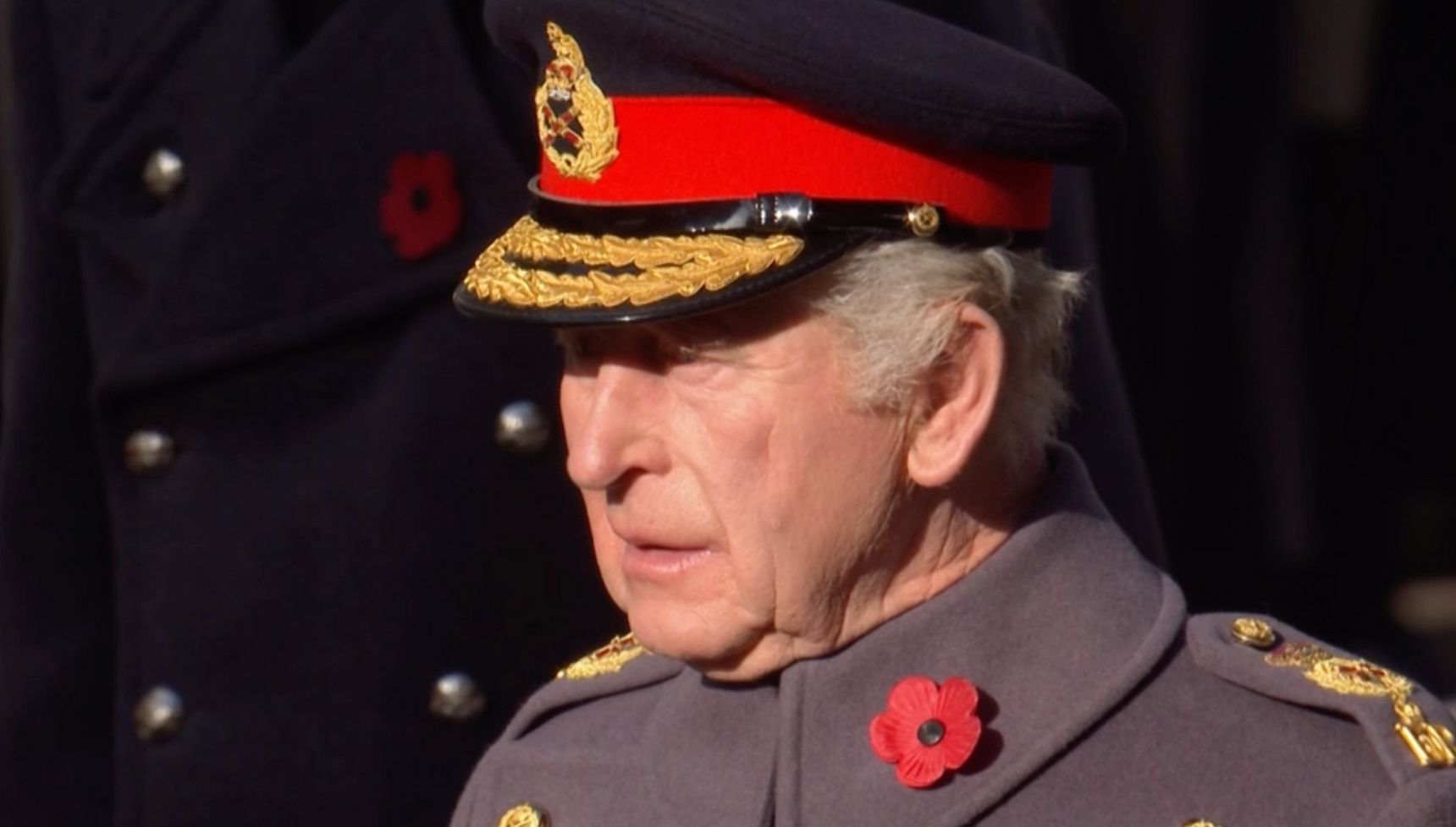 King Charles leads two-minute silence at sombre Remembrance Sunday service alongside Prince William and Prince Edward