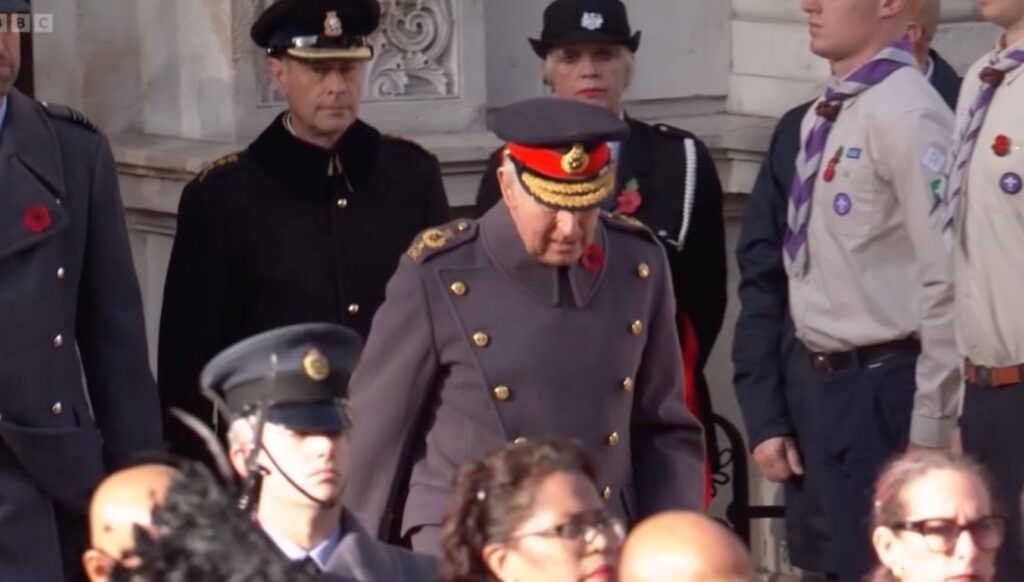 King Charles arriving at the service followed by the Duke of Edinburgh