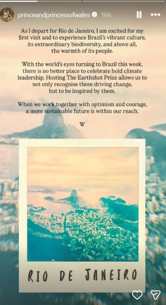 Prince William Instagram story Earthshot Prize