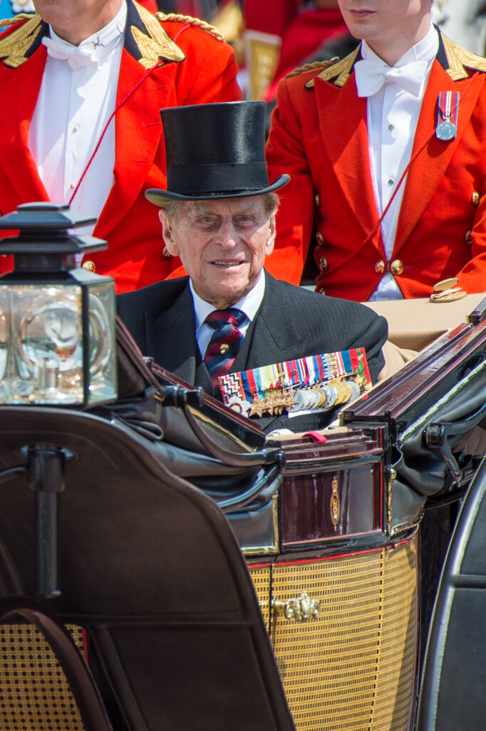 Prince Philip wearing a top hat