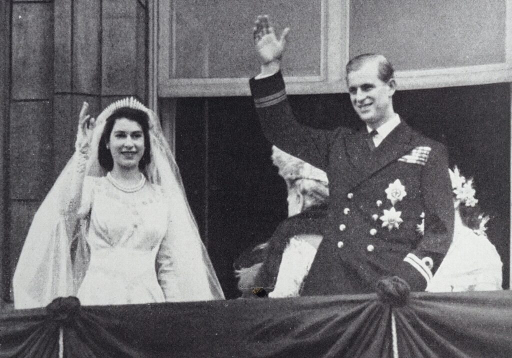 Queen Elizabeth and Prince Philip on their wedding day