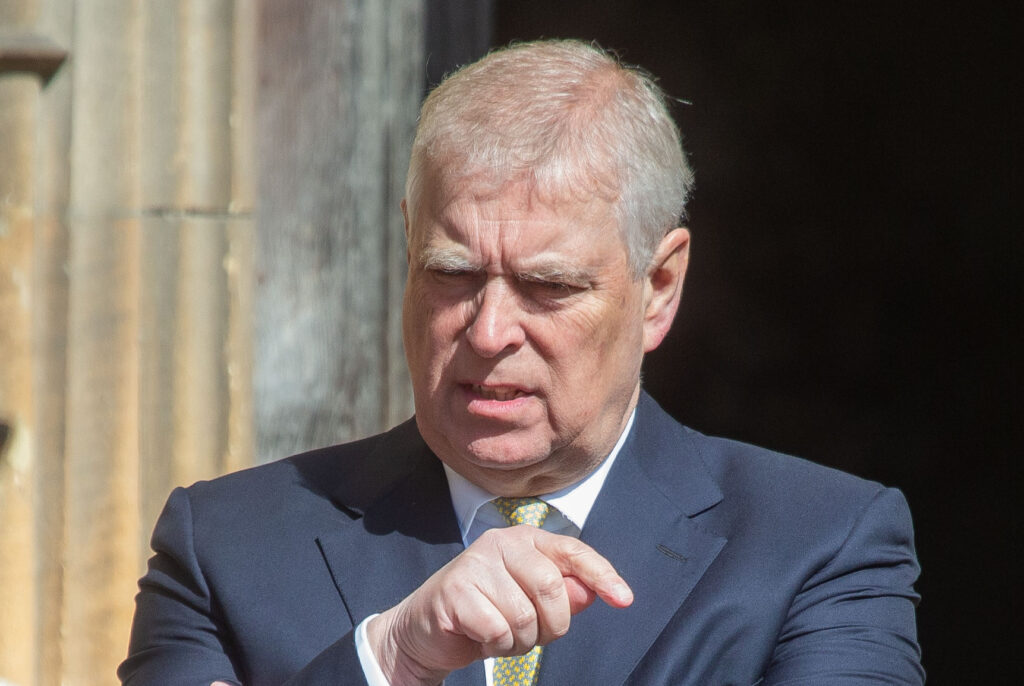 Prince Andrew looking stern