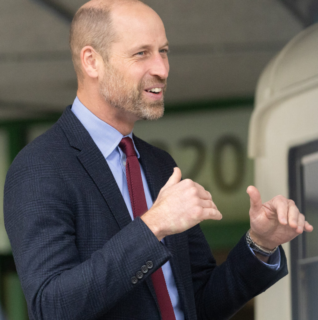 Prince William smiling in suit during royal engagement