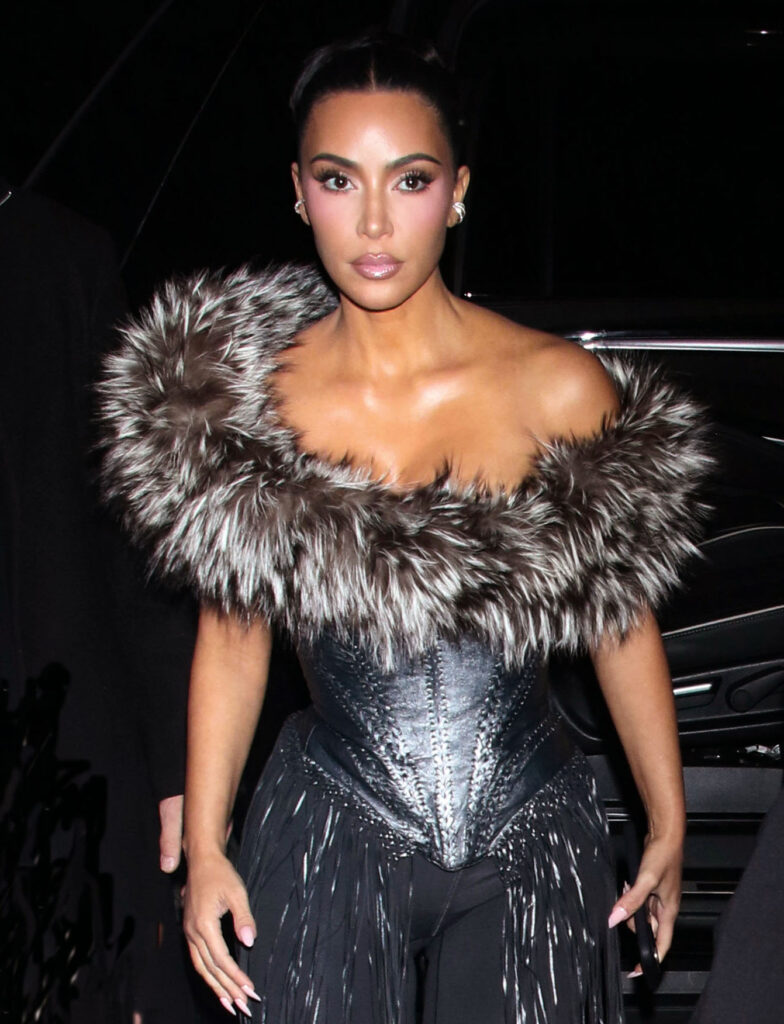 Kim Kardashian in a fur-lined outfit