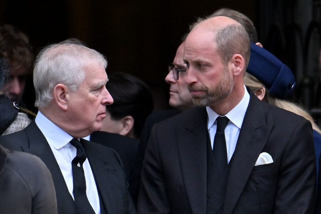 Prince Andrew and William at Duchess of Kent's funeral