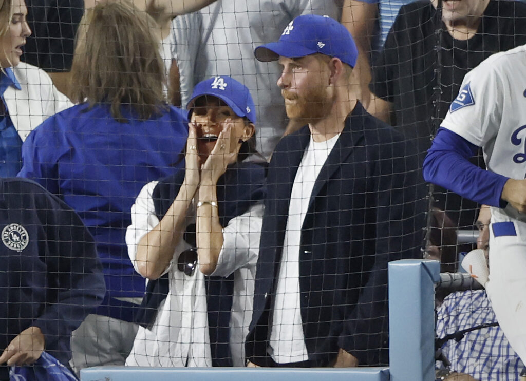 Meghan Markle and Prince Harry watching LA Dodgers