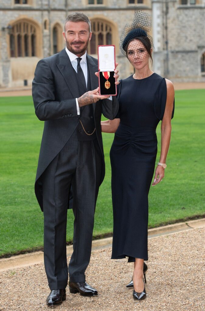 David Beckham receiving a knighthood alongside Victoria