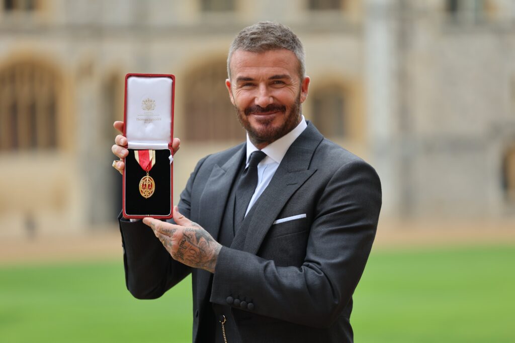 David Beckham with his medal