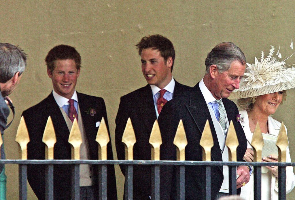 Prince Harry and William during Charles and Camilla's wedding day