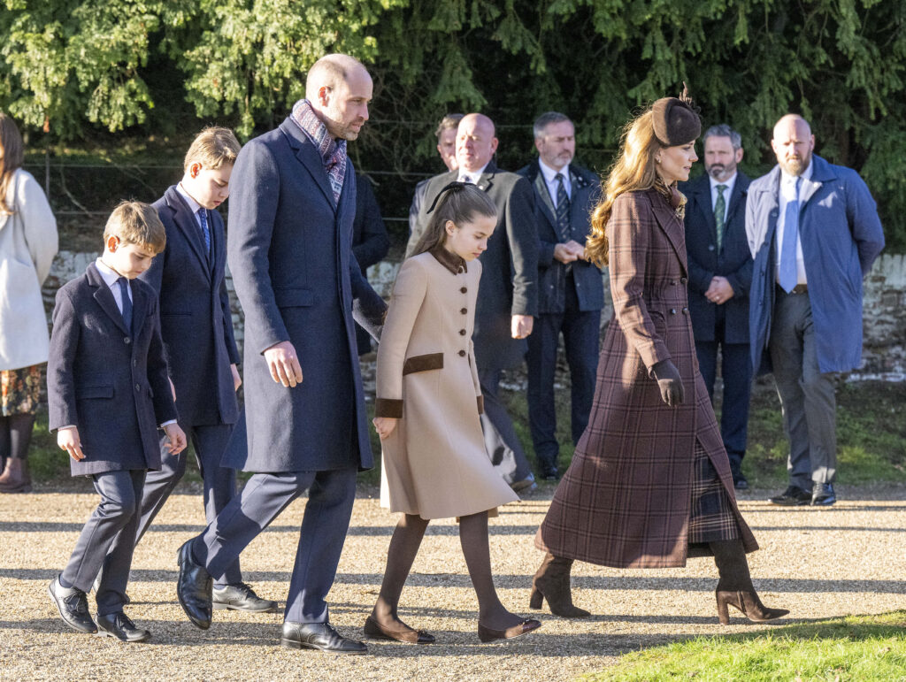 Prince William and Kate Middleton with their children on Christmas Day