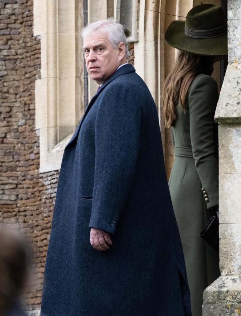 Prince Andrew in a big coat 
