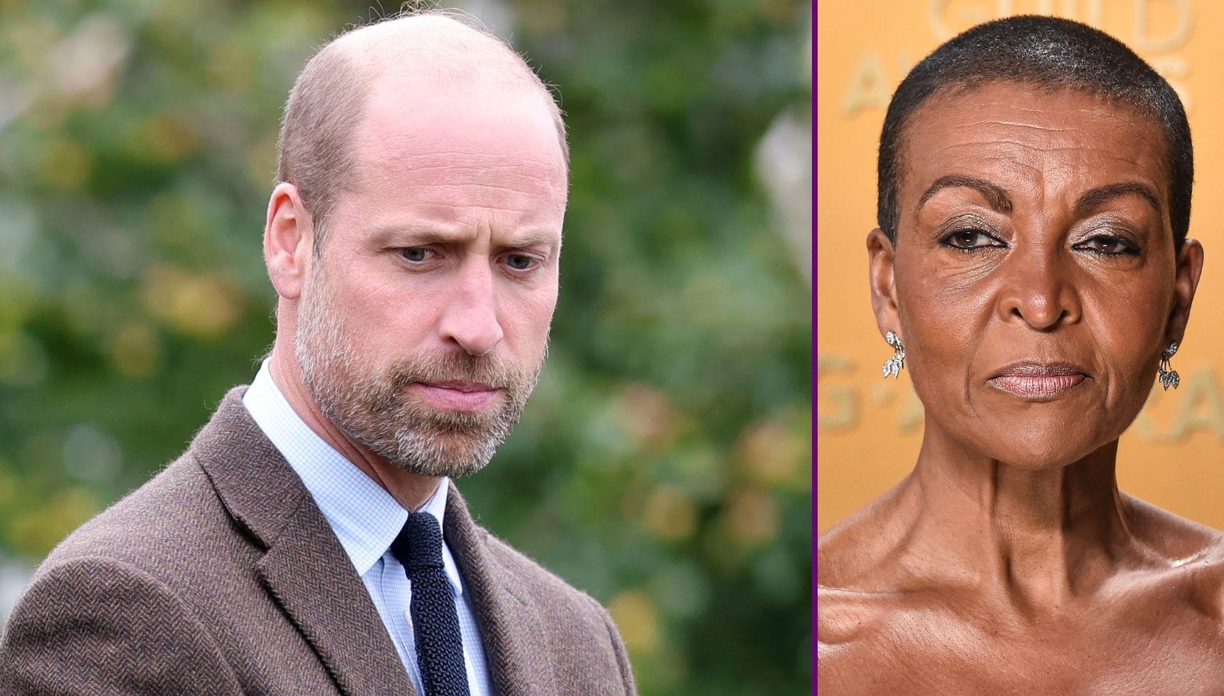 Bridgerton star Adjoa Andoh who complained royal balcony was 'terribly white' collects MBE from Prince William