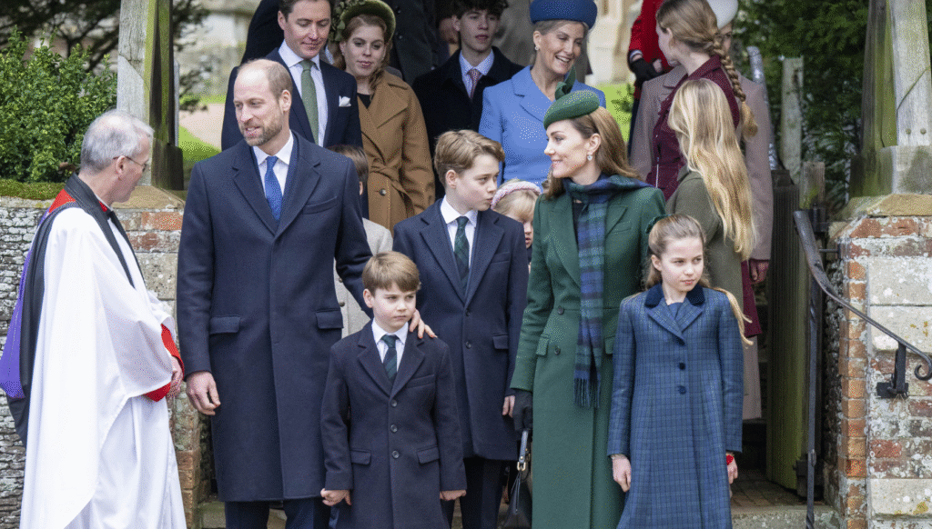 The royal family leaving church on Christmas Day