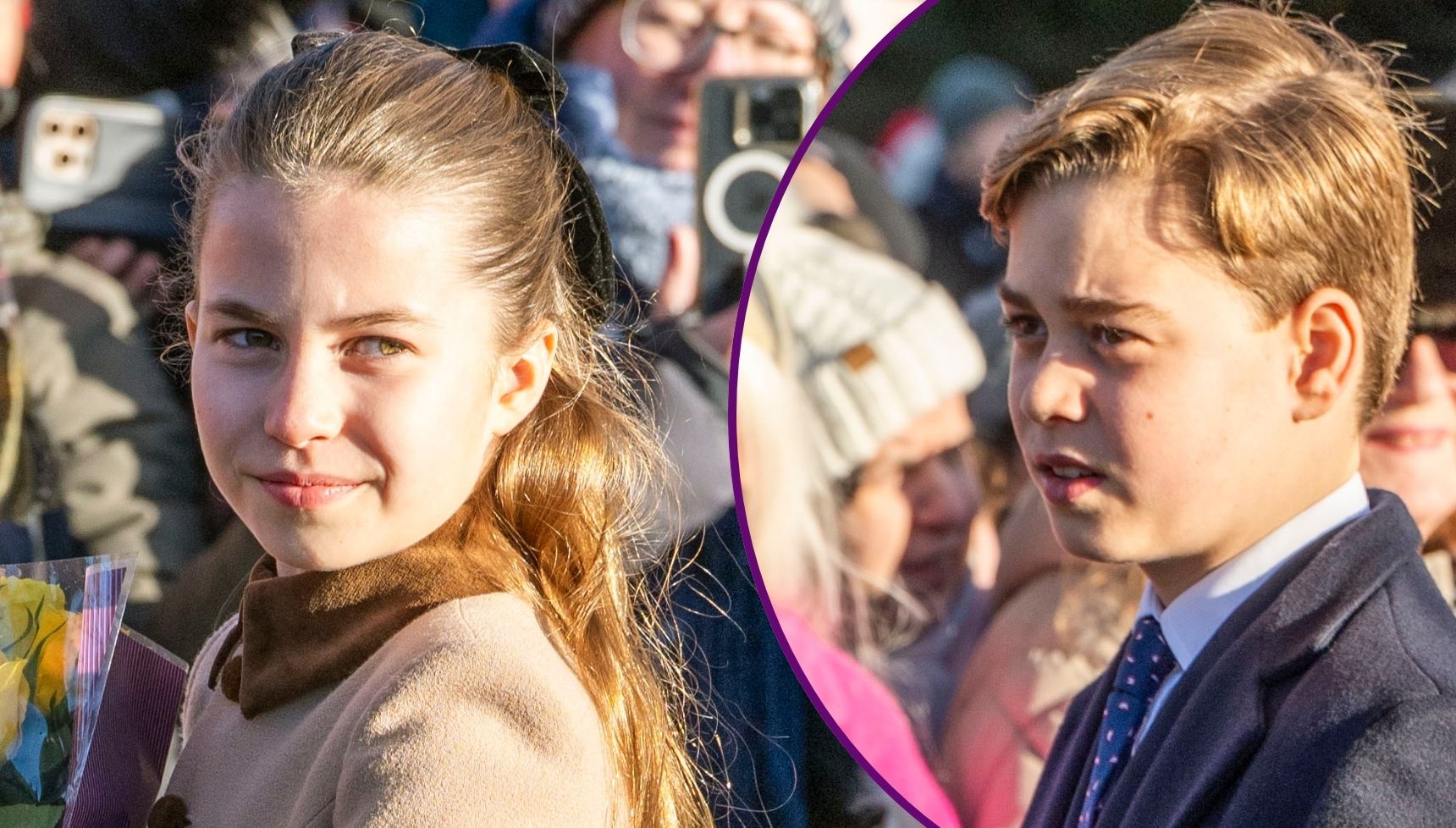 Princess Charlotte's 'protective' gesture towards Prince George on Christmas walkabout spotted by fans