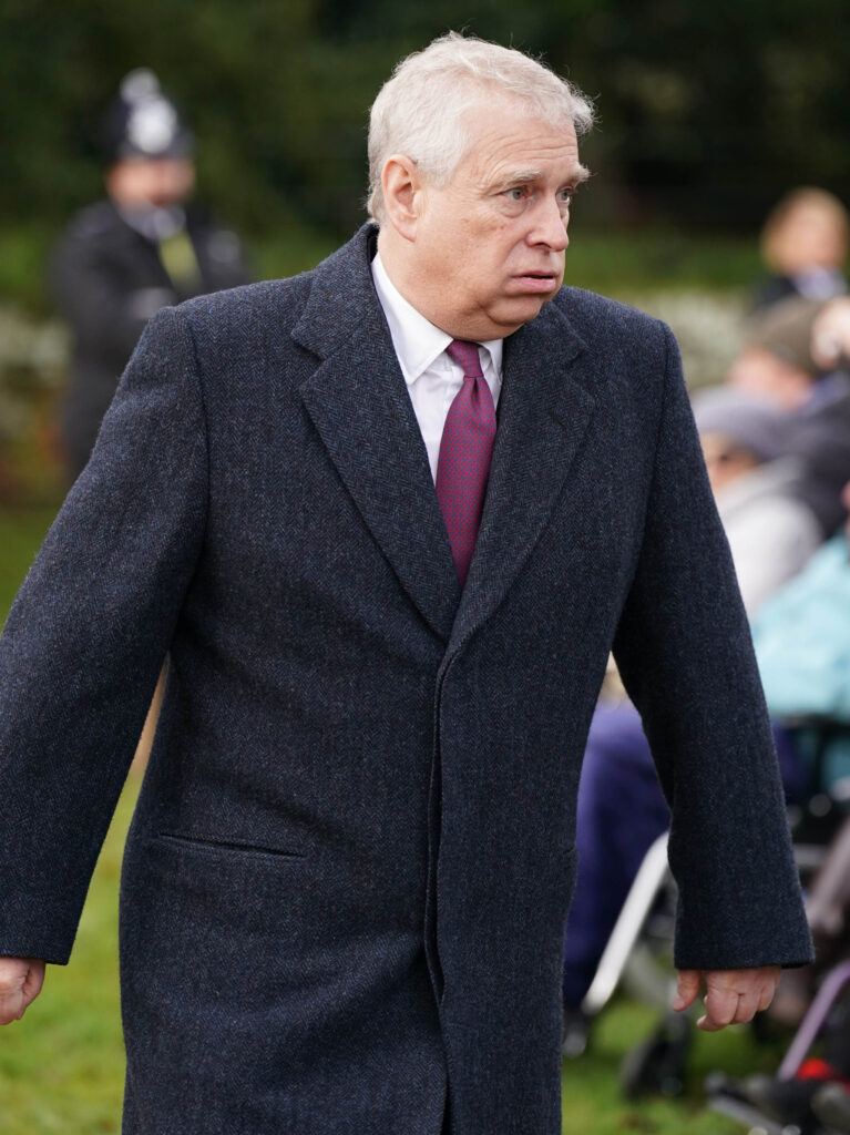 Prince Andrew in a big coat 