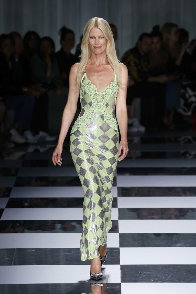 Claudia Schiffer on the catwalk for Versace