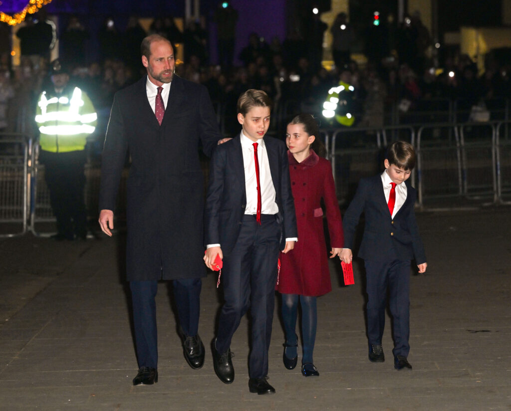 Prince William, George, Charlotte and Louis at Christmas carol service