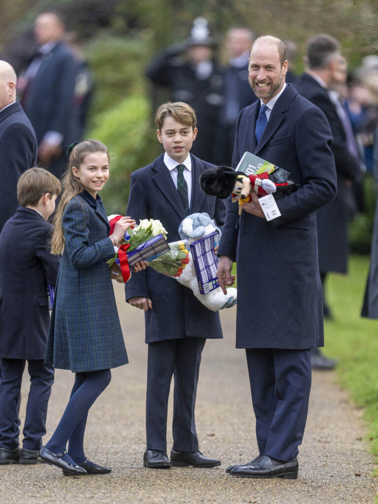Princess Charlotte, Prince George, Prince William on Christmas Day