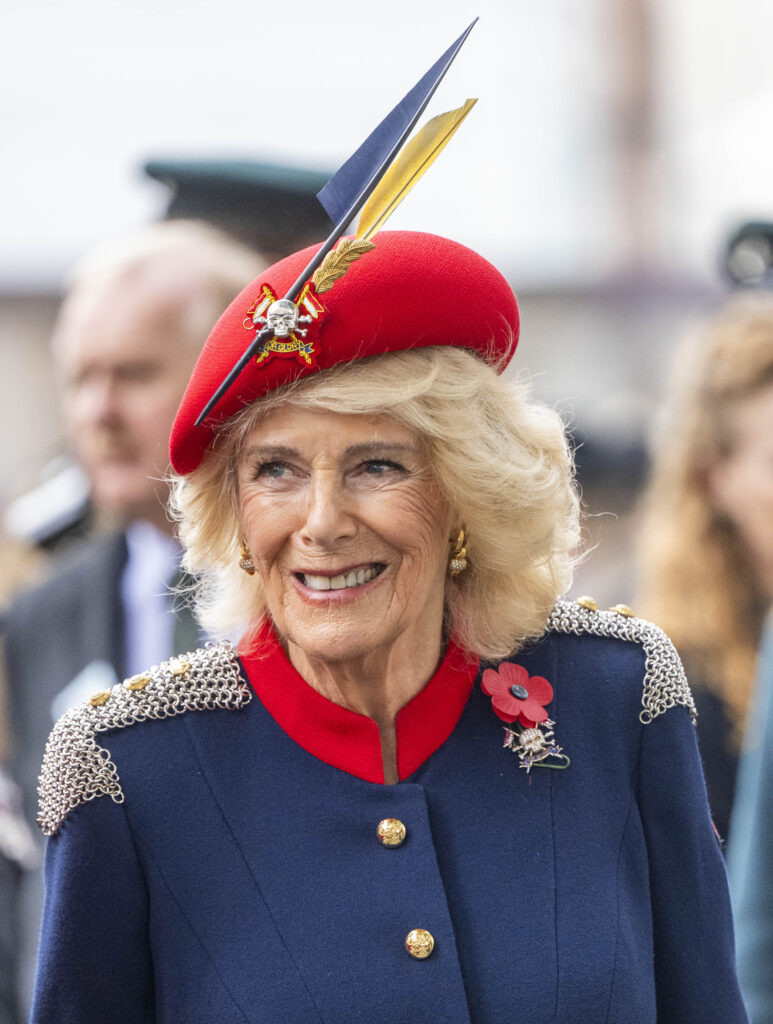 Queen Camilla smiling at the Field of Remembrance
