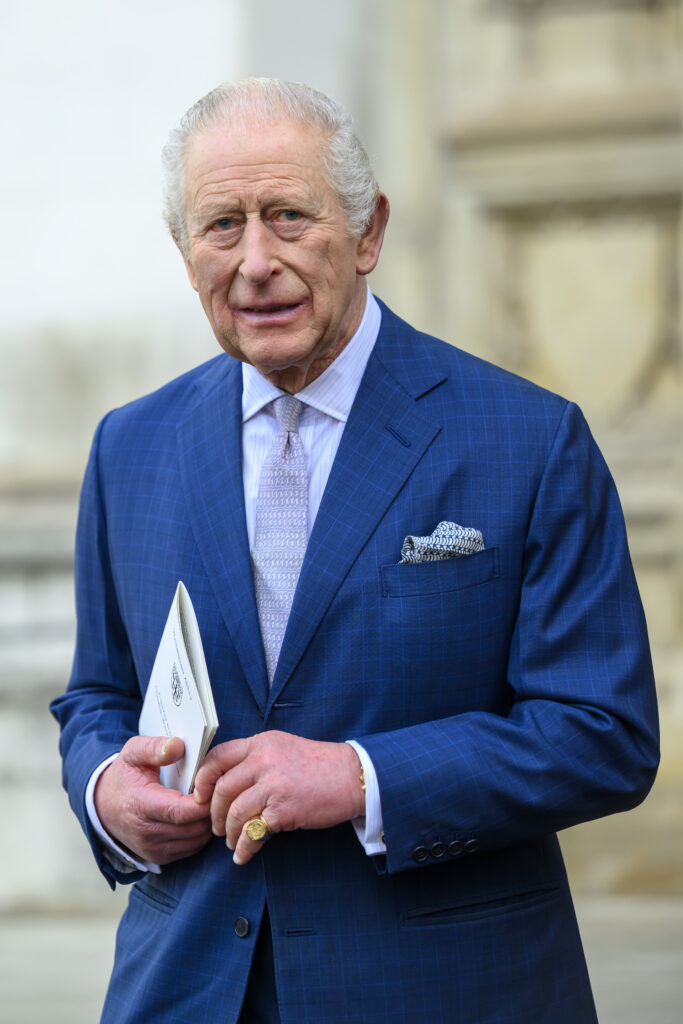King Charles in blue suit
