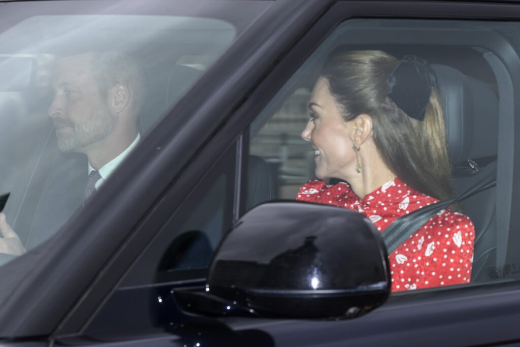 Kate and William in the car on way to Christmas lunch