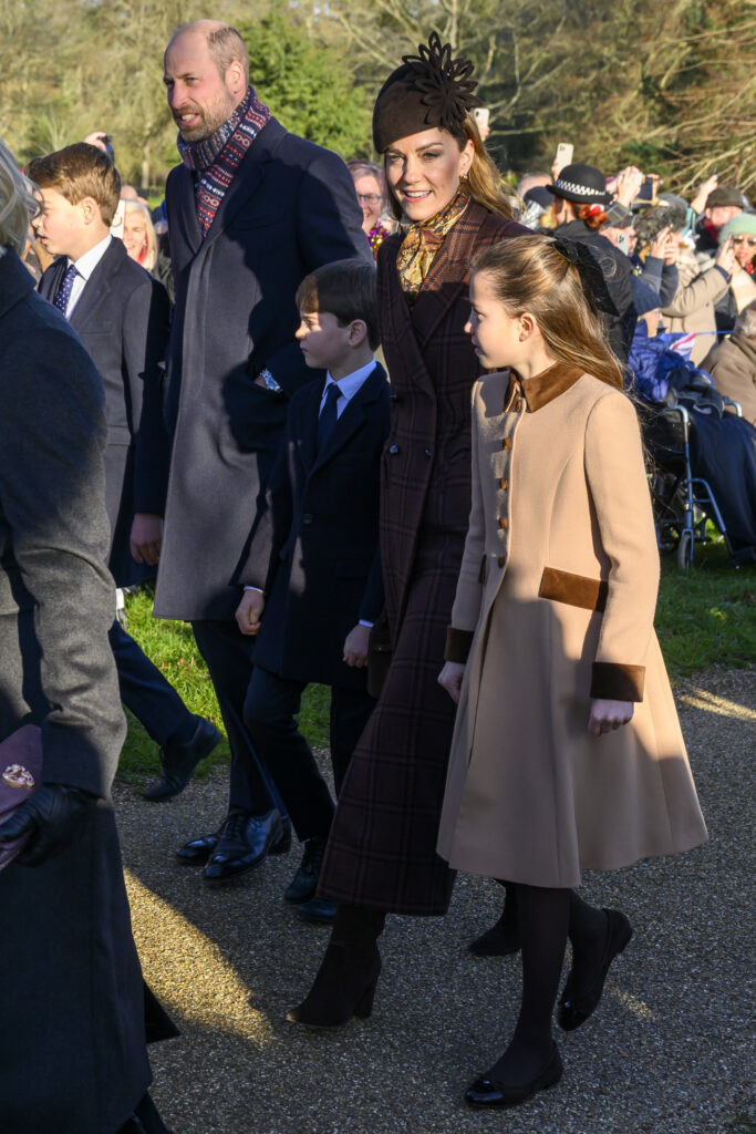 Prince William and Kate Middleton with their children on Christmas Day