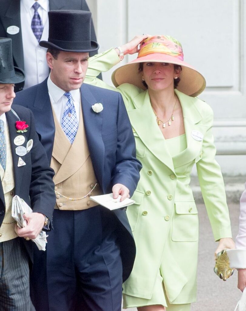 Prince Andrew at Ghislaine Maxwell at Royal Ascot in 2001