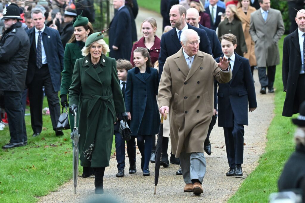 Members of the royal family walking at Sandringham on Christmas day