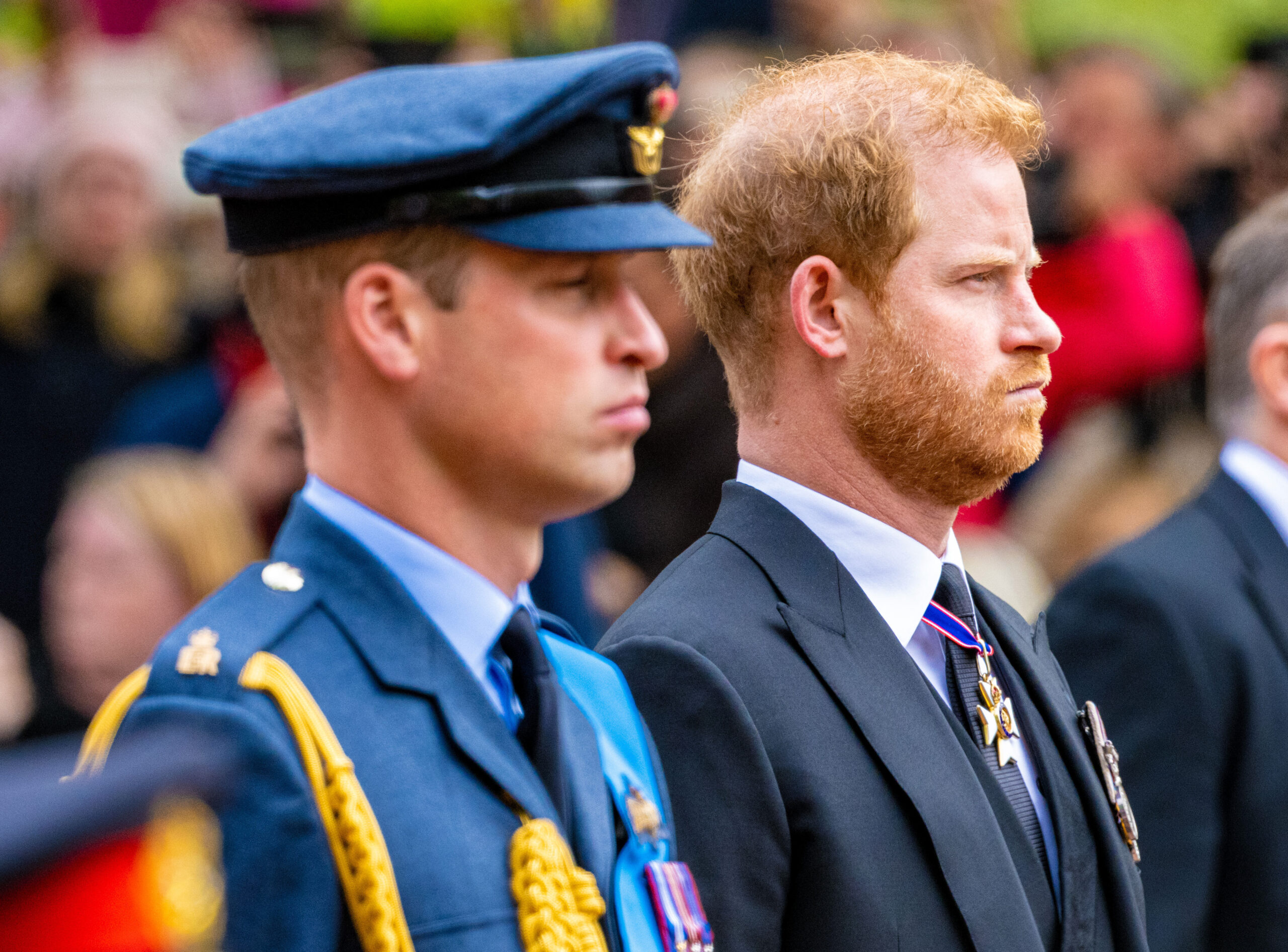Prince William and Harry at Queen Elizabeth II's funeral