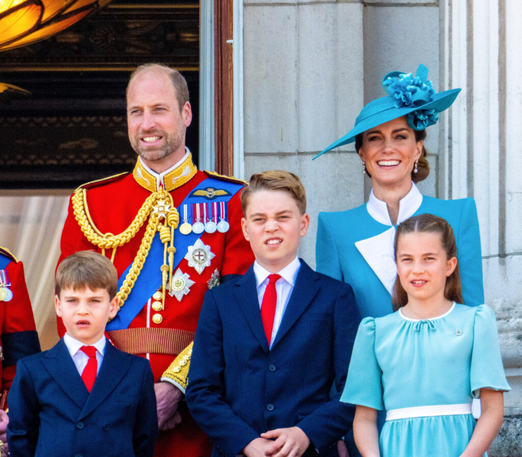 Prince William, Princess Kate, Prince Louis, Prince George and Princess Charlotte on the balcony of Buckingham Palace