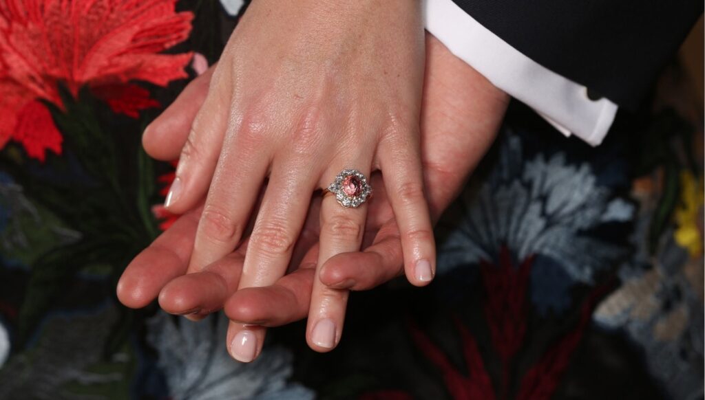 Princess Eugenie's engagement ring up close